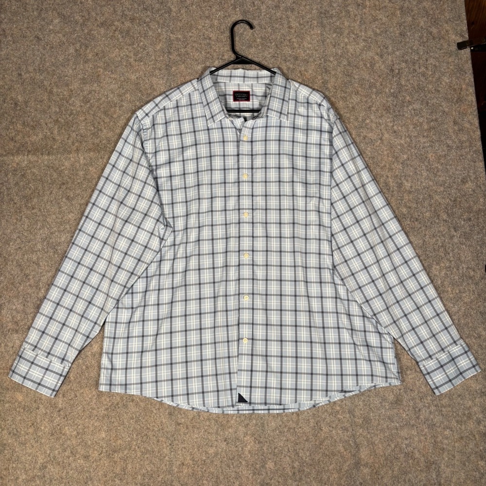 UNTUCKit Torgiano Shirt Men 3XL Blue Plaid Performance Stretch Button Down 40577